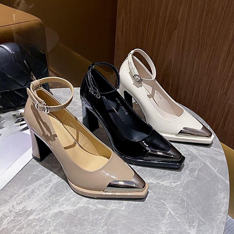 Fashion Metallic Pointed-toe High Heels Autumn New Shallow-mouthed One-band Anti-slip Wear-resistant Single Shoes