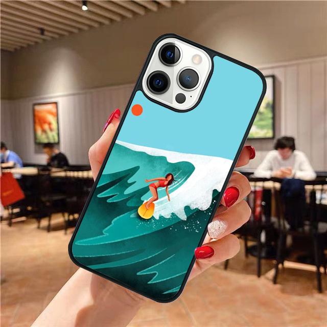 Surfinga Beach Surfboard Wave Phone Case For iPhone 17 Air 16 15 14 Plus Apple 16 11 12 13 Pro Max Coque