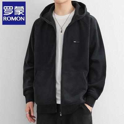 Men's Autumn Winter Plush Lined Hooded Jacket
