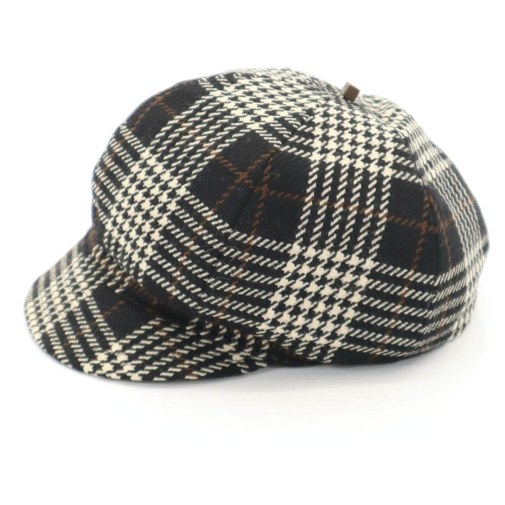Borsalino Made In Italy Wool Houndstooth Casquette Black Series Women Used
