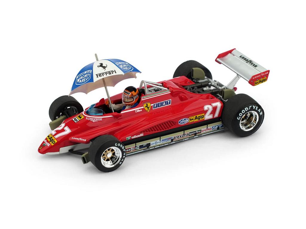BRUMM Ferrari F1 126C2 Gilles Villeneuve Umbrella 1982 Brazilian GP BRUMM FERRARI GILLES VILLENEUVE 1/43 Figure/with [item]