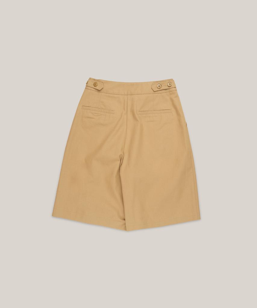 OURO Button Strap Midi Pants [ Beige ]