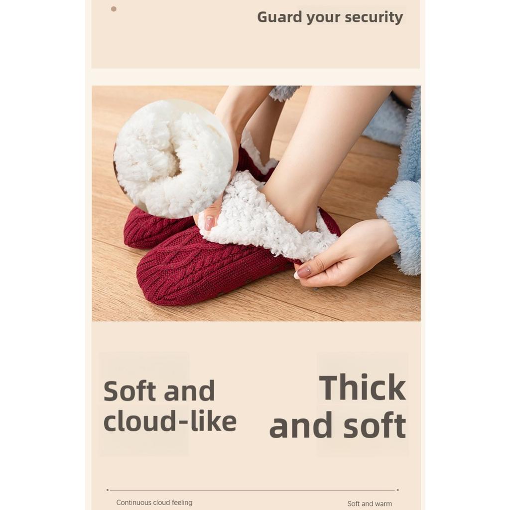Winter Floor Socks, Sock Covers with Thick Velvet, Female Adult Adhesive, Anti Slip and Warm Indoor Home Socks, Male Socks, Shoe Covers
