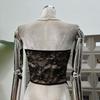 Flower Lace Long Corset Transparent Suspender Vest Elastic Lace Button Camisole  Ladies