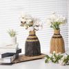 Retro Handmade Woven Vase Imitation Rattan Flower Plant Potted Flower Basket Bouquet Holder Wedding Home Office Table Decor