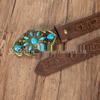 Retro Turquoise Inlaid Buckle PU Leather Embossed Unisex Belt