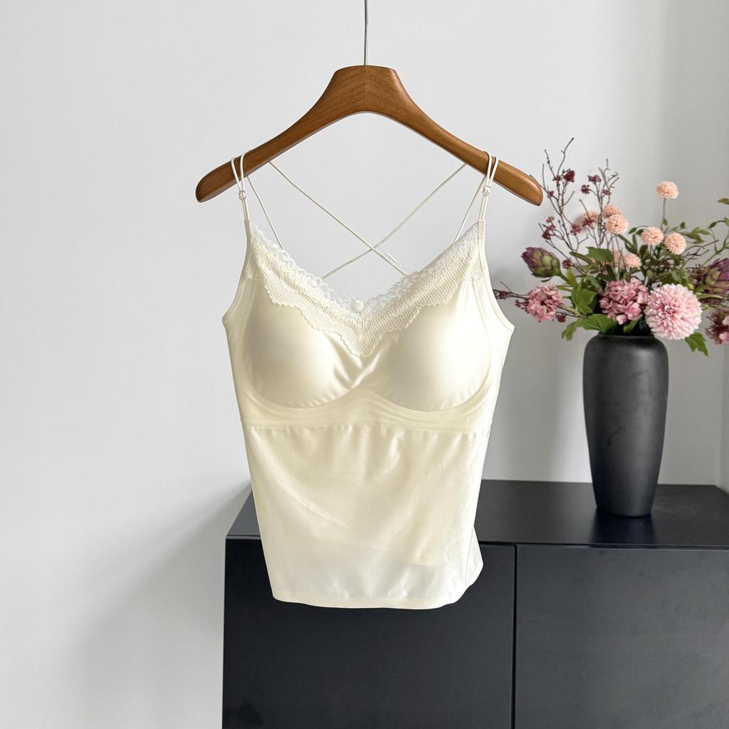 Versatile Lace Satin V-Neck Camisole Bra – Spring/Summer
