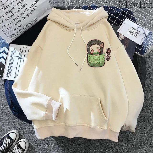 Cute Nezuko Anime Print Hoodies Women Demon Slayer Manga Sweatshirts Tanjiro Kimetsu No Yaiba Hoodie Harajuku Streetwear Clothes