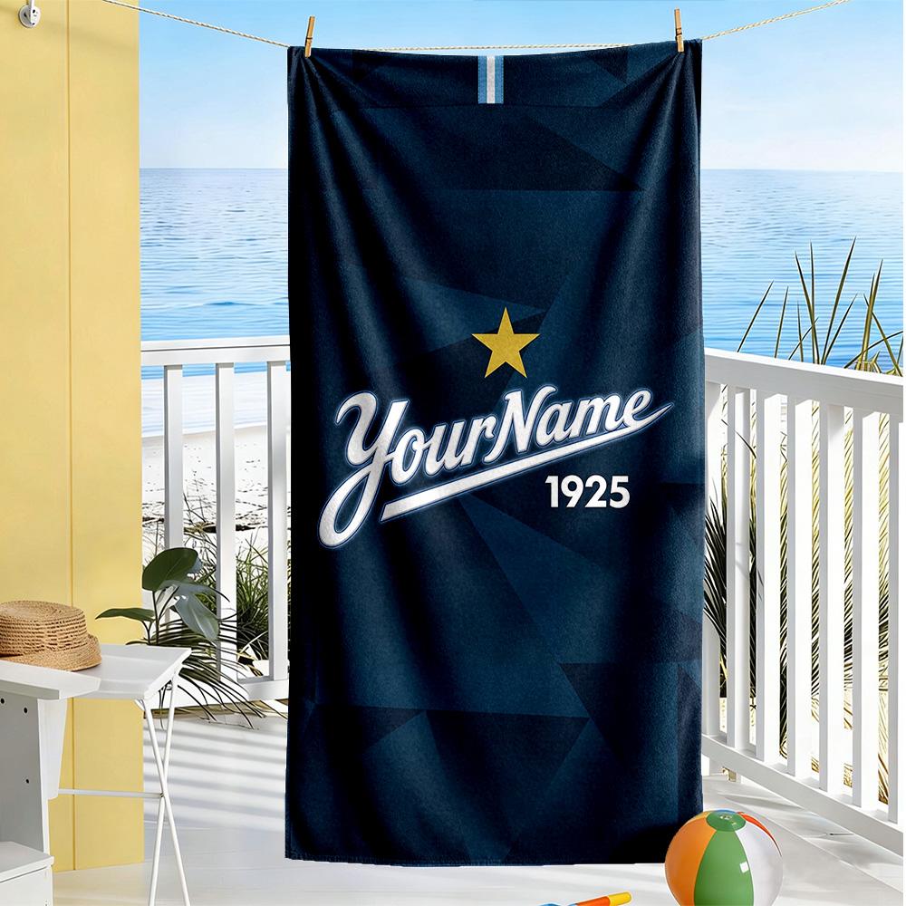 Fc Zenit Saint‑petersburg Customized Name Beach Towel Quick-Dry Soft Microfiber Perfect for Traveling Yoga Camping and Swimming