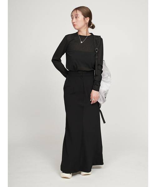 Emi Georgette Narrow Black Women's Skirt, 13WFS252064,