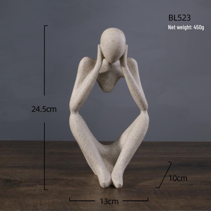 Nordic Sandstone Thinker Figurine: Abstract Art Decoration for Living Room or TV Cabinet.