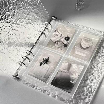 Carpeta de Álbum de 6 Agujeros Cubierta de Carpeta A5 Organizador de Colección de Tarjetas Fotográficas Transparente de Acrílico con Onda de Agua