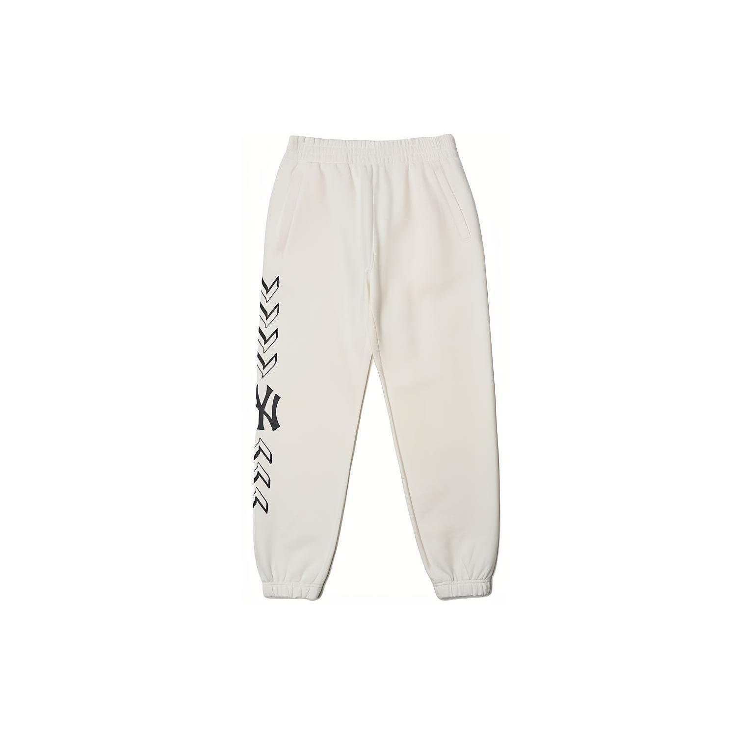 MLB Knitted Sweatpants Unisex White Moderate Cuffed Pants 3ATPS0216-50IVS M