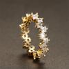 Luxury Crystal Small Square Stone Ring Light Purple Zircon Engagement Ring Charm Yellow Gold Color Wedding Rings For Women