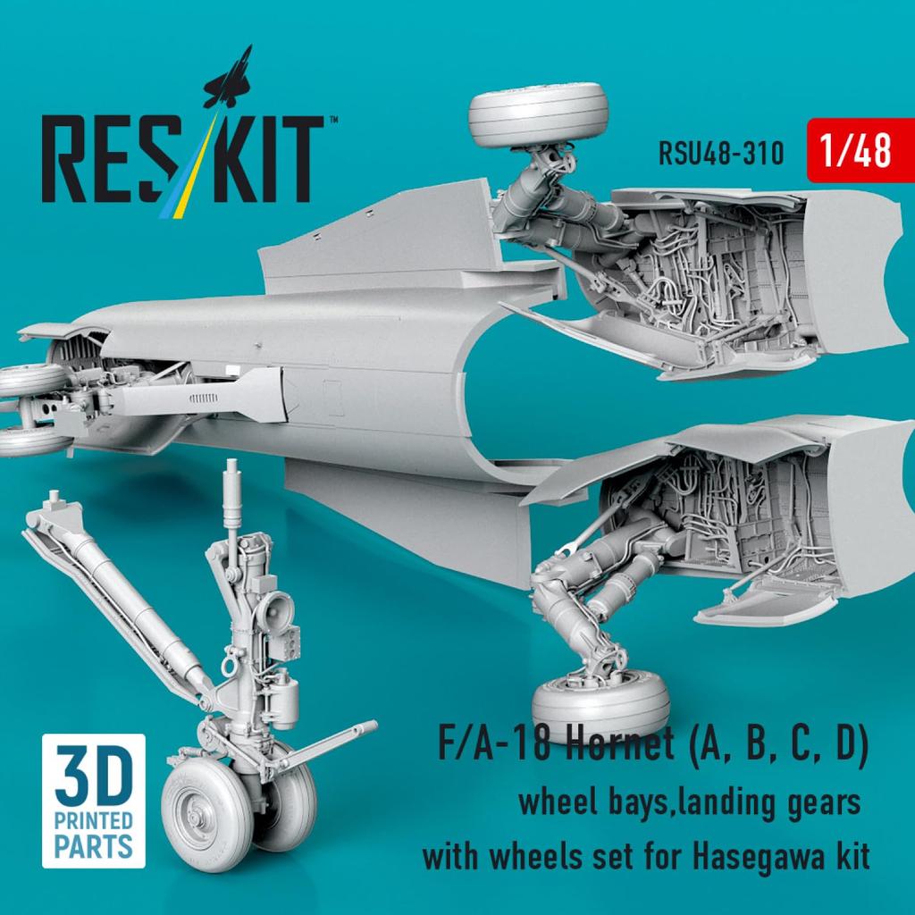 Reskit Hornet Landing Gear Landing Gear Hangar Set Plastic Model Parts 1/48 F/A-18A/B/C/D & (for Hasegawa) RSKU48-0310 (Airplane)