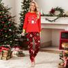 Family Matching Christmas Pajamas Set for Parents and Kids, Long Sleeve Neck Printed Pants Set