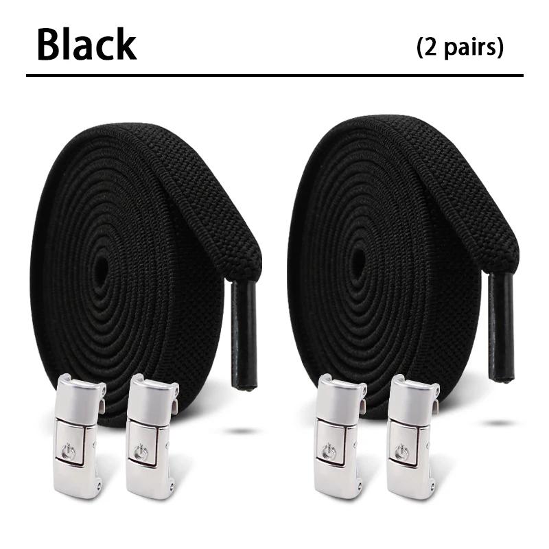 1/2Pair 8MM Flat No Tie Shoelaces Elastic Shoelace Metal Buckle Shoelaces Without Ties Sneakers Children Laces Shoe Accessories