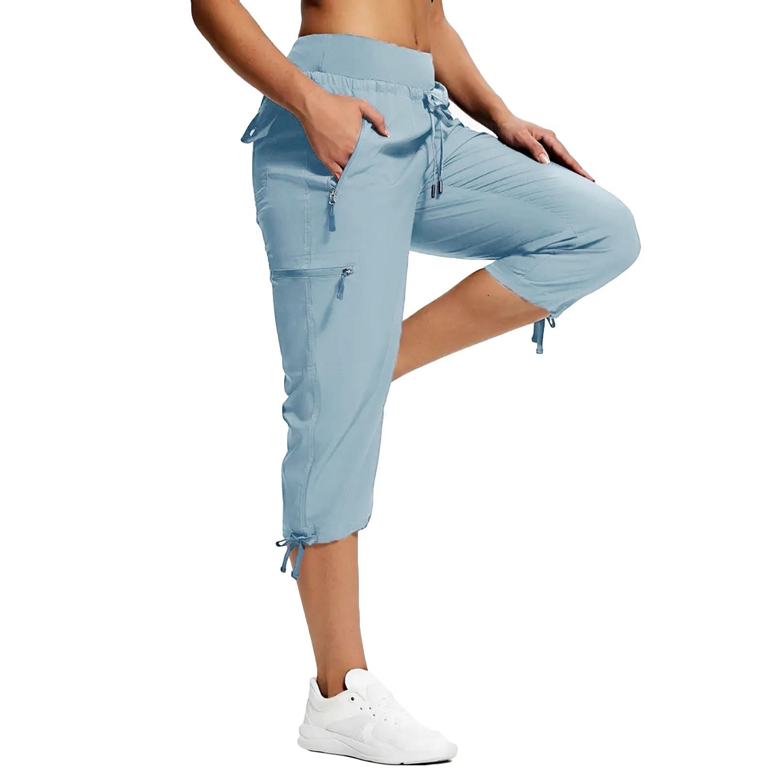 

Hiking Pants For Women With Pockets Lightweight Quick Dry Cargo Travel Pants L синий