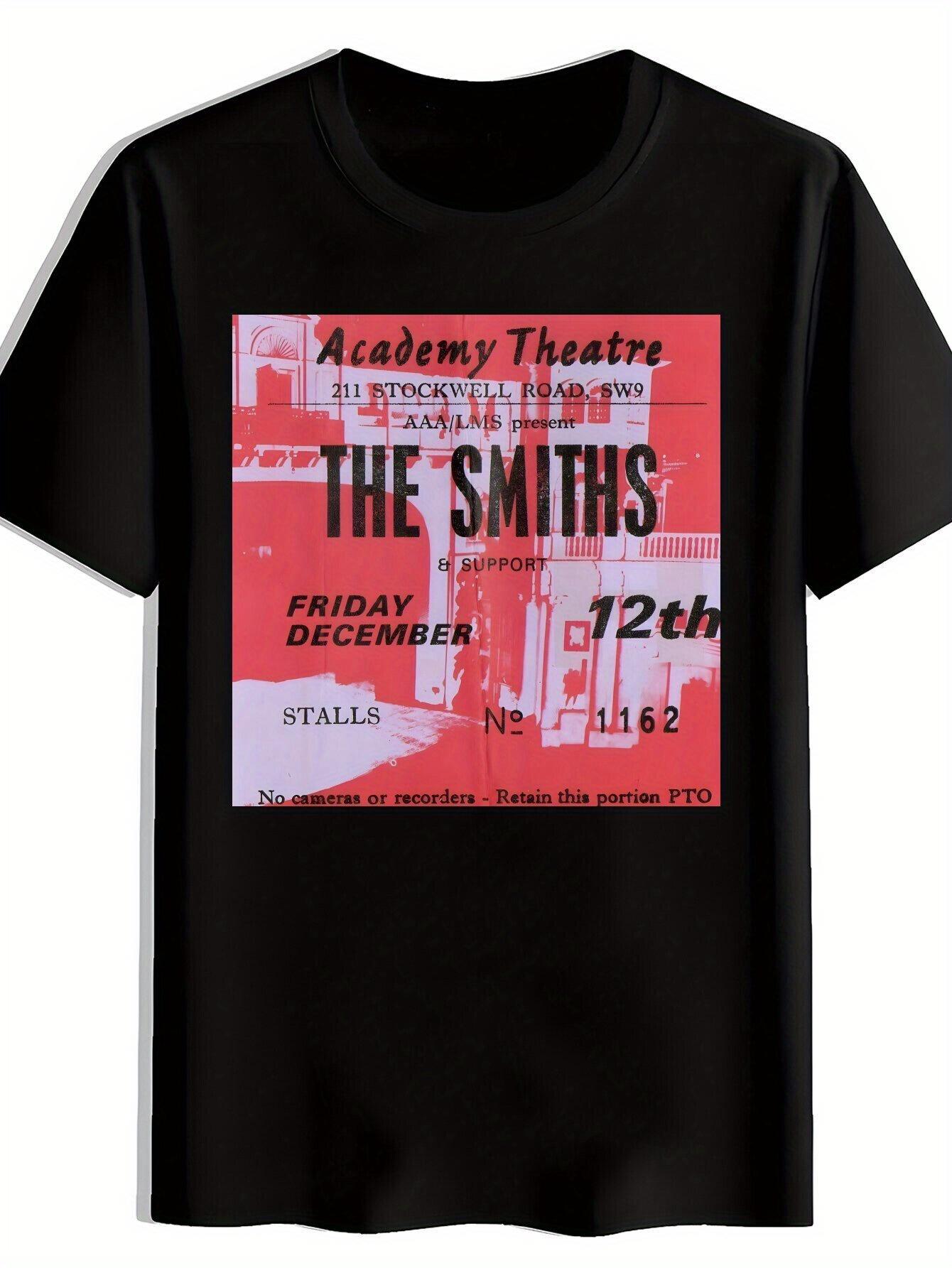 Black T-shirt with The Smiths Concert Poster Print - Casual Crew Neck S