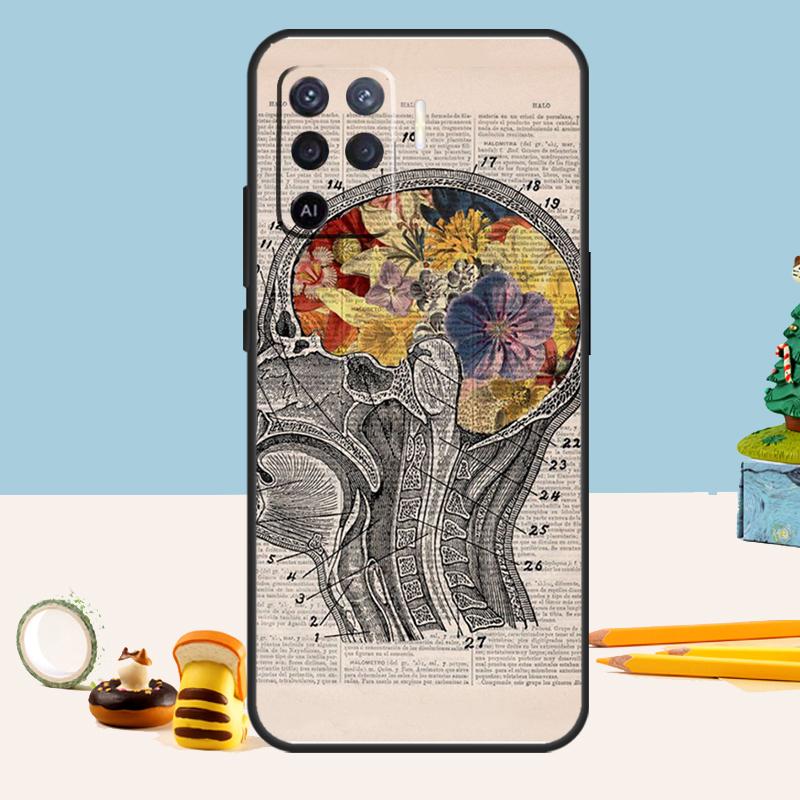 Brain Art Case For Oppo A80 A60 A40 A15 A16 A17 A57 A94 A74 A54 A76 A96 A18 A38 A58 A78 A98 A5 A6 Pro