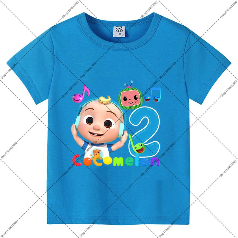 Cocomelons Sommerkleidung für Kinder Jungen Mädchen Geburtstag T-Shirts Cartoon Anime Muster Zahlen 1-9 Aufgedrucktes T-Shirt Mode Kurze Ärmel