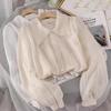 Autumn 2025 Trendy Women's Fairy White Shirt with Peter Pan Collar