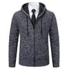 Men's Hooded Cardigan Sweater - Autumn/Winter Knit, Plus Velvet, Casual Outerwear