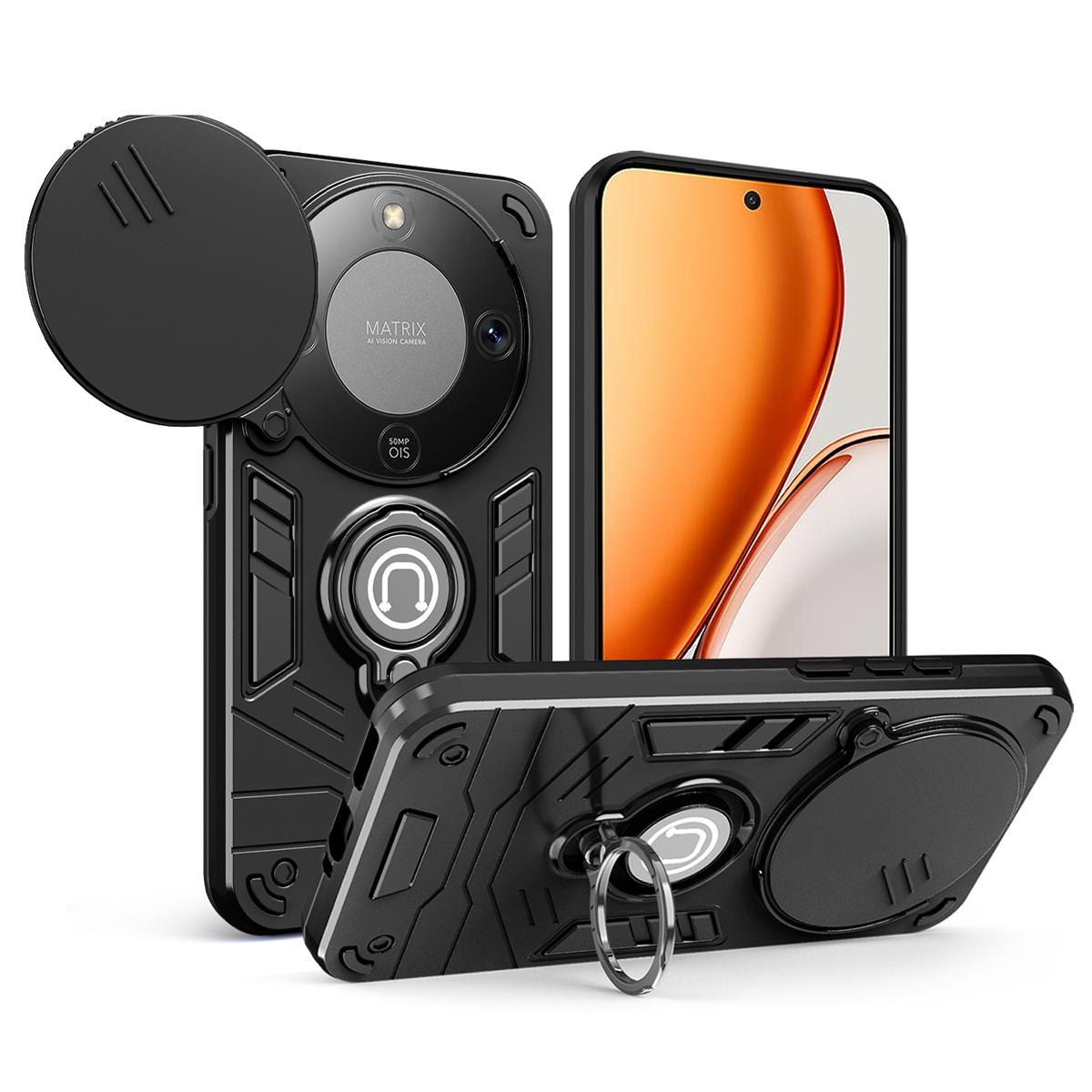 

Kickstand Case for Honor X70 5G / X9d 5G / Magic8 Lite 5G Slide Camshield PC + TPU Phone Cover