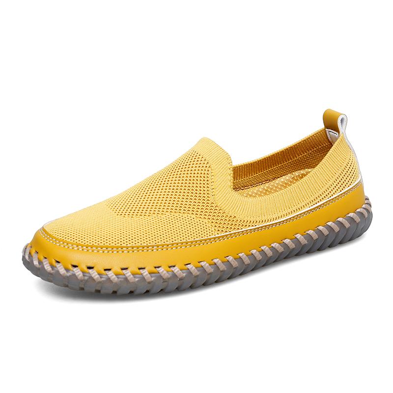 Women's Handmade Mesh Sneakers Slip On Loafers Breathable Casual Shoes Flats Summer