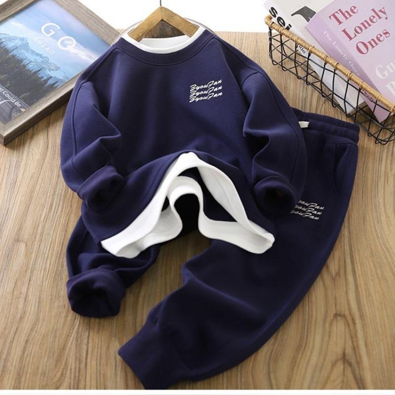 Boys' Spring Suits, Children's Sportswear, Fashionable and Handsome Fake Two-piece Sweaters, Two-piece Pants