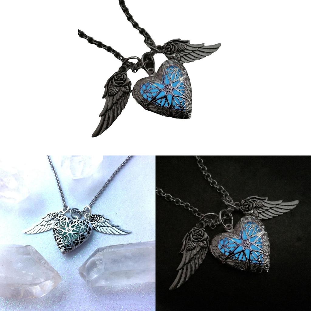 Heartshaped Jewelry Necklace With Rose Wings And Alloy Pendant For Women