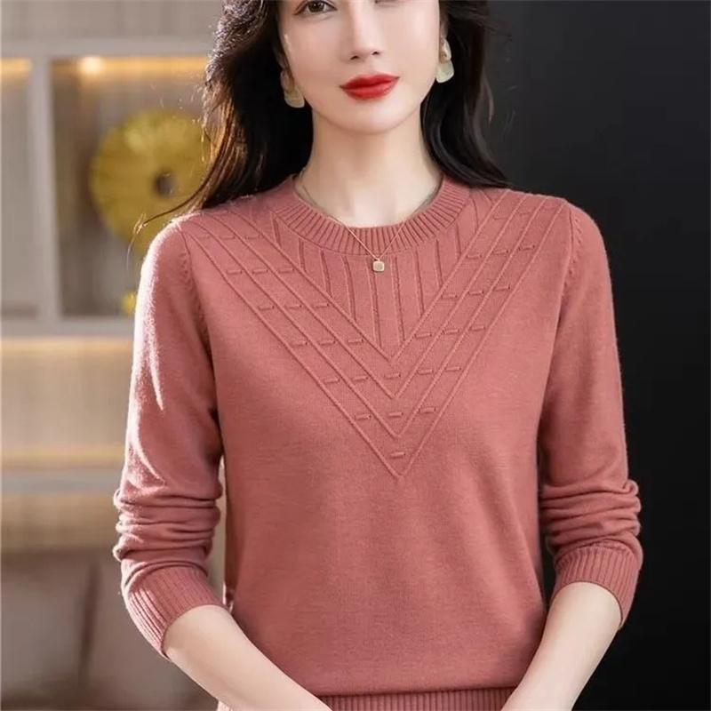 Women's Knitting Tops Autumn Winter Foreign Sweaters Mother's Loose Coat Slim Pullover Blouse Ladies Jacket