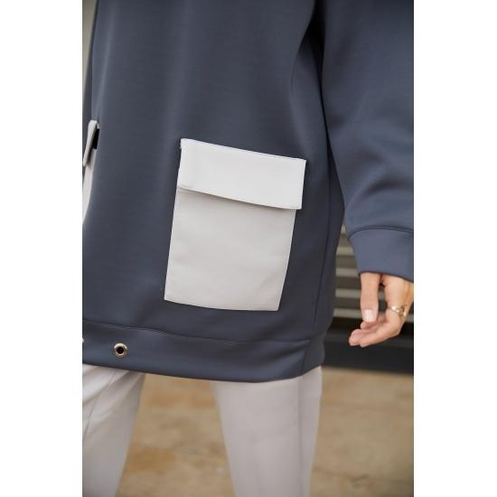 Costume islamice pentru femei, cu buzunar supradimensionat, cu talie elastică, hijab, costum casual și confort