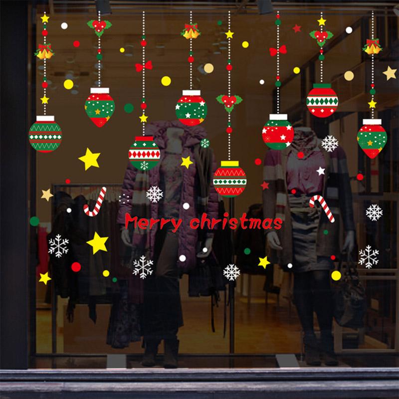 Christmas Window Stickers Ornaments Merry Christmas Decorations 2025 for Home Wall Sticker Decals New Year Decor Noel Stickers