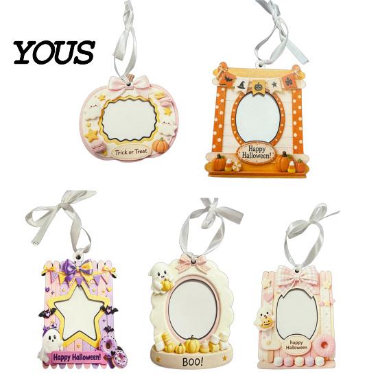 Seasonal Party Decor Mini Halloween Picture Frame, Small Cute Ghost Pumpkin Photo Frame Ornament, Wooden Hanging Ornament Decorative Postcard