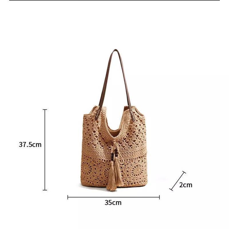 REWELL Sommer Quaste Baumwollstrick Schultertasche