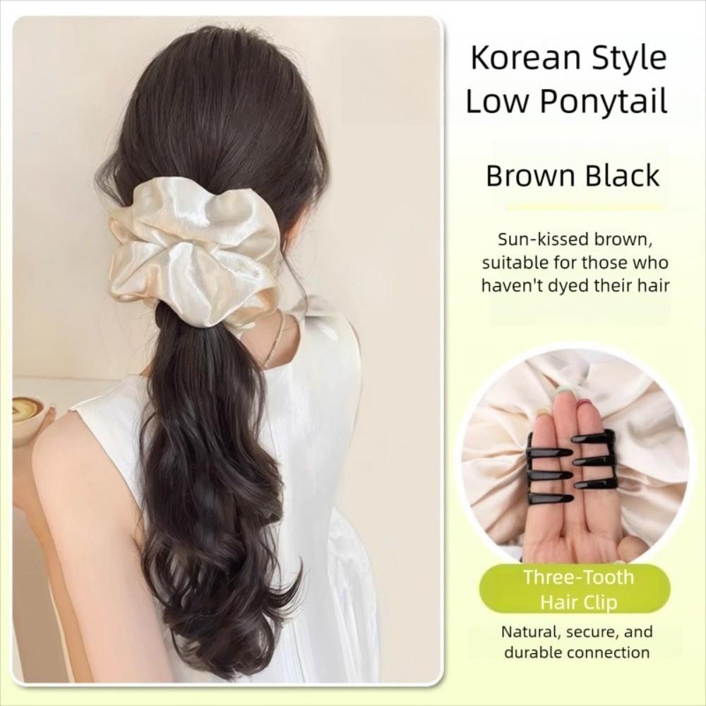 Korean Style Satin Hair Bands Ponytail Scrunchie Pony Tail Hairpiece Hair Ring Ponytail Wig  Daily