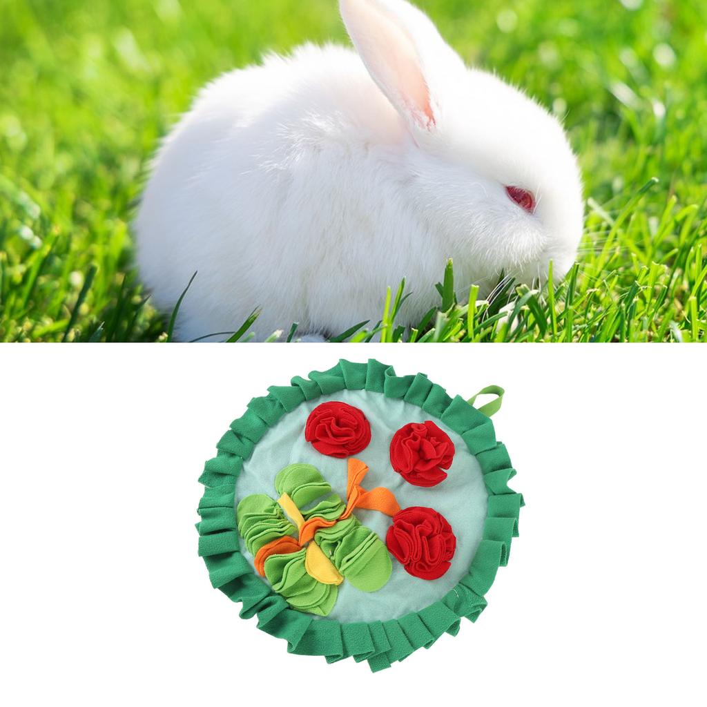 Three Red Flowers Pattern Rabbit Foraging Mat Rabbits Snuffle Mat Interactive Nosework Feeding Mat for Pets