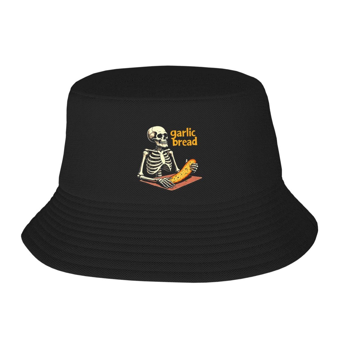 Custom Garlic Bread Skeleton Evil Skeleton Funny Meme Beach Bucket Hat Unisex  Women  Unisex Summer FisherUnisex Cap