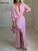 New Summer Women's Clothing Set Striped Long Sleeve Shirt Dress Outfit