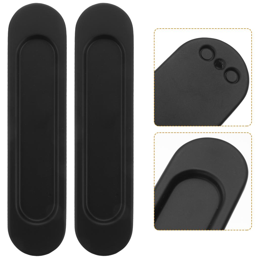 2 Stück Ovale Schiebetürgriffe Aluminiumlegierung Schiebetürgriff Ovale Griffe Schrank Scheunentürgriffe Glas Schwarze Knöpfe Türknauf