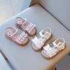 Dziewczęce Buty Plażowe Dziecięce Sandały Perły z Koronką Księżniczka Słodkie Odkryte Palce Miękkie Antypoślizgowe Urocze dla Dzieci Lato 2025 Fabrycznie Nowe