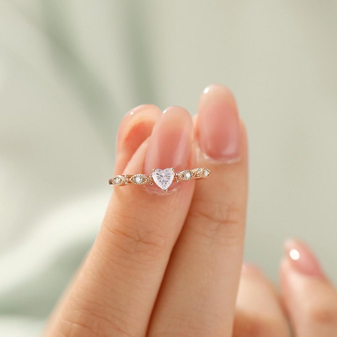 S925 Sterling Silver Heart Fashion Ring - Women s Personalized Original Pinky Design US Size 9