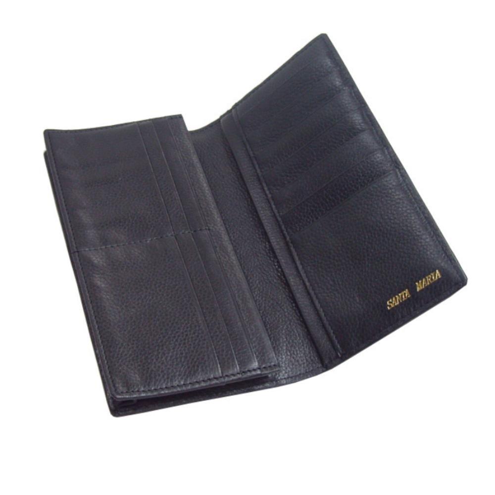 Santa Maria Herren Langbörse, Seltenes Leder Elefantenmuster, Mattes Schwarz auf einer Seite