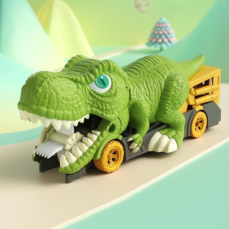Tyrannosaurus Rex Devouring Car: Dinosaur Track & Alloy Sliding Car Educational Toy