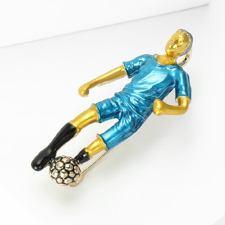 Vibrant Soccer Enamel Brooch Football Player Jewelry Elegant Clothing Accessory For Outfit Enhancement