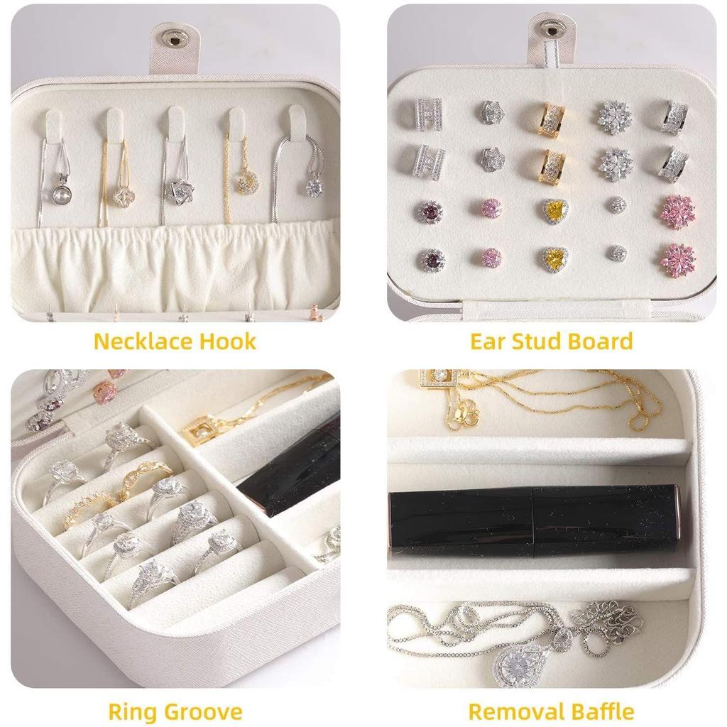 Mini Custodia da Viaggio per Gioielli in Pelle Organizer da Viaggio Piccolo Scatola per Gioielli Portatile Organizer da Viaggio Mini Contenitore Scatola Portatile per Esposizione e Conservazione