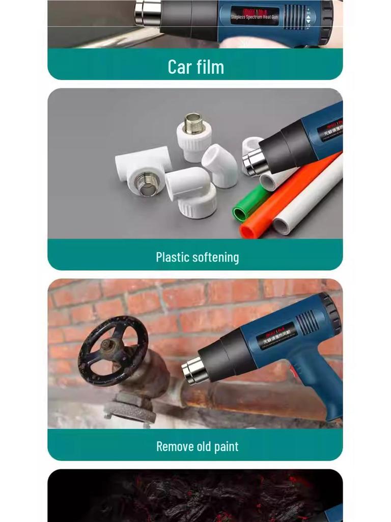 Industrial High-Power Hot Air Gun for Film Application, Seam Filling, Heat Shrink, and Hot Melt with Powerful Heating.