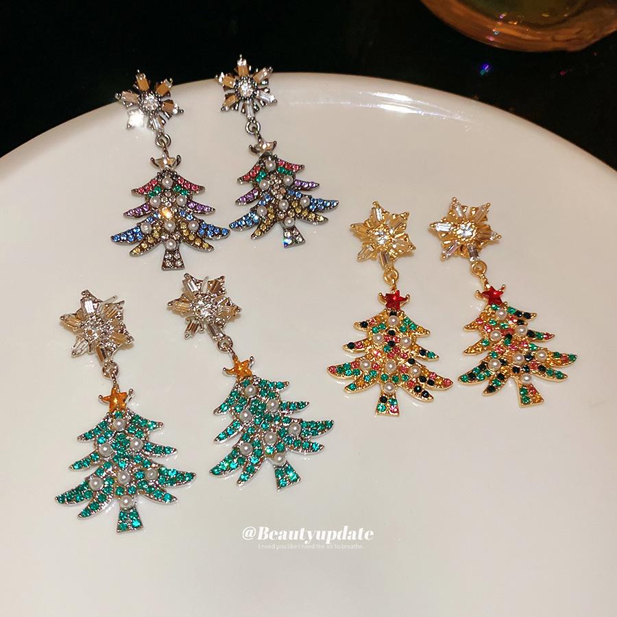 Kolczyki z frędzlami z perłami w kształcie płatków śniegu z diamentami Silver Needle - Unikalne, Luksusowe, Wysokiej klasy sztyfty