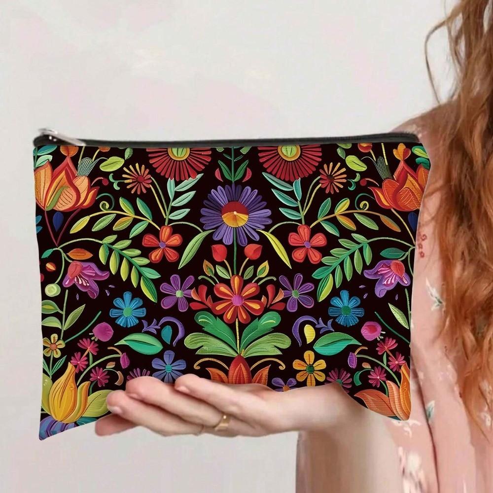 New Canvas Makeup Bag for Women Lightweight Zipper Closure Toiletry Bag Multifunctional Portable Storage Bag Travel Organizer